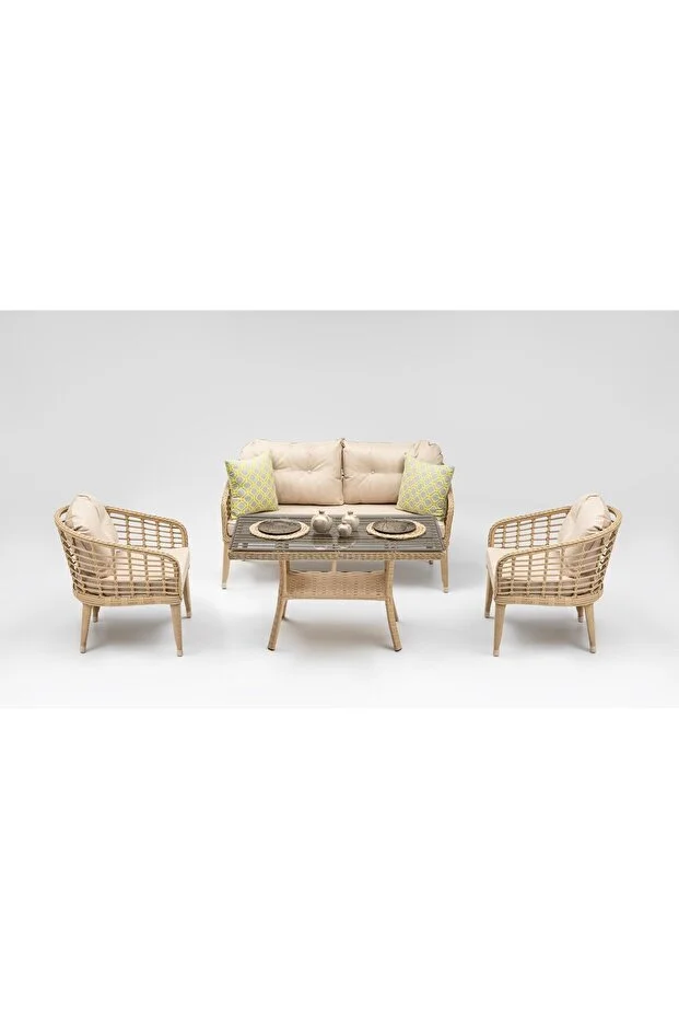 Rodos Mini Bahçe Balkon Oturma Grubu (2+1+1+M)